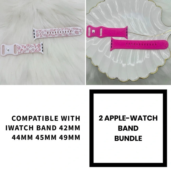 New Floral Design Apple Watch Bands  42mm 44mm 45mm 49mm Pink Bundle 1 - Picture 1 of 7